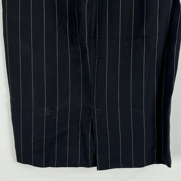 Zara Pencil Skirt Midi Size 6 Waist 30in Black Striped Lined Zip Cotton Polyeste - Picture 6 of 7